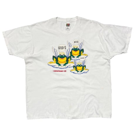 OLD & VINTAGE Budweiser Parody 3 ANGEL FROGS WHITE FRUIT OF THE LOOM XL 4137
