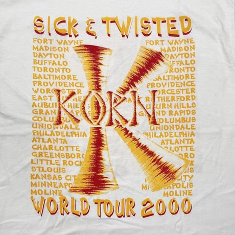 KORN ISSUES SICK & TWISTED WORLD TOUR 2000 WHITE FRUIT OF THE LOOM XL 0177