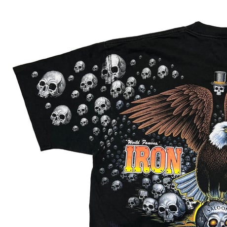 OLD & VINTAGE IRON HORSE SALOON SKULL & EAGLE OVP POCKET TEE FITS XL 4959