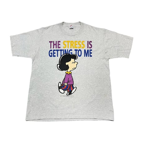 PEANUTS LUCY THE STRESS IS GETTING TO ME GREY JERZEES XL 4384