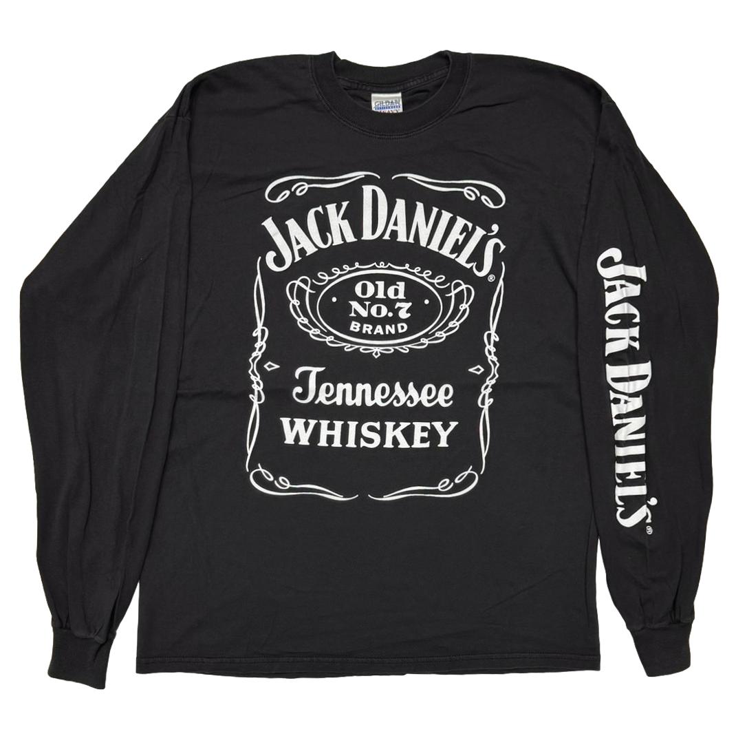 JACK DANIEL'S WISKEY LABEL LOGO LS BLACK GILDAN