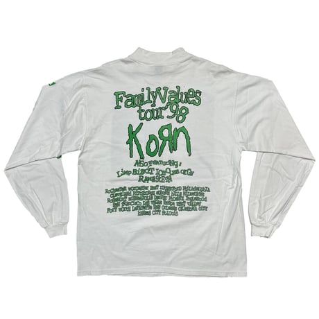 KORN FAMILY VALUE TOUR '98 LS WHITE FRUIT OF THE LOOM XL 1014