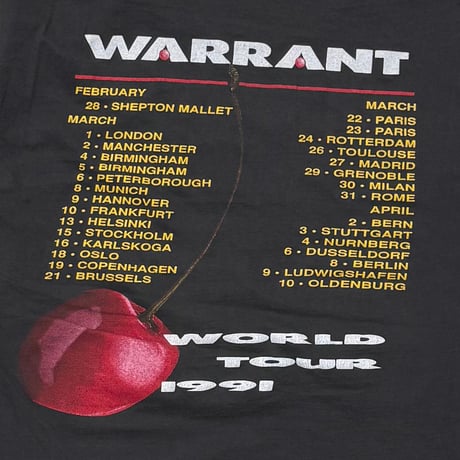WARRANT CHERRY PIE WORLD TOUR 1990-91 FITS MEDIUM 5563