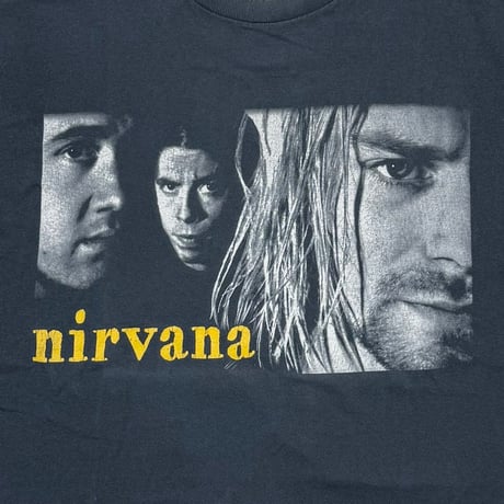 NIRVANA MEMBER PORTRAIT BOOTLEG BACK YELLOW TEXT FRUIT OF THE LOOM XL 6837