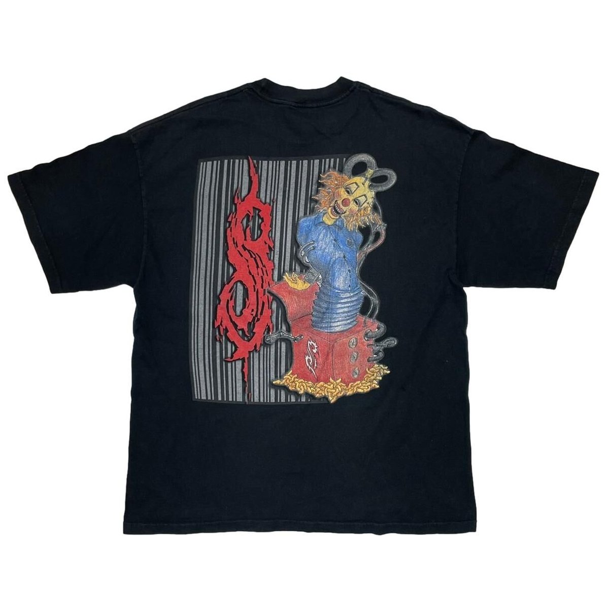 slipknot バンドT オレンジ XL 2001年 バーコード Vintage Slipknot Maggot Orange Barcode Band Tee | Depop