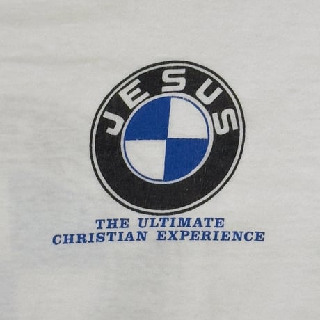 OLD & VINTAGE JESUS BMW EMBLEM LOGO PARODY WHITE HANES LARGE 2757