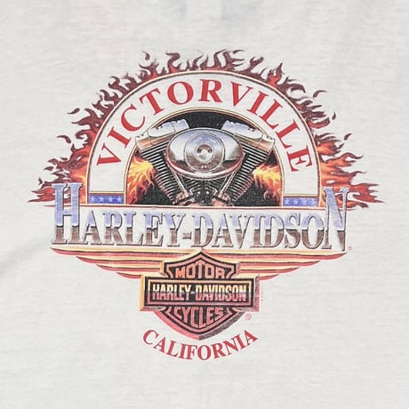 HARLEY DAVIDSON FLAME EMBLEM LOGO VICTORVILLE CALIFORNIA LS WHITE XL 7324