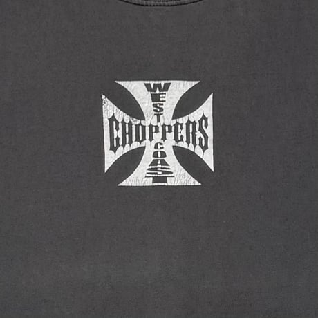WEST COAST CHOPPERS IRON CROSS LONG BEACH CA SS FADED BLACK FITS XL 8490