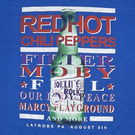RED HOT CHILI PEPPERS 	ROLLING ROCK TOWN FAIR BLUE FRUIT OF THE LOOM XL 3671