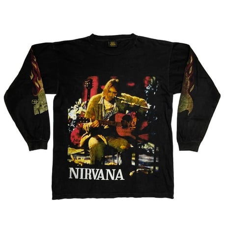 NIRVANA DOUBLE SIDE LS FLAME SKULL SLEEVE BOOTLEG IRON MAIDEN TAG FITS LARGE 9879