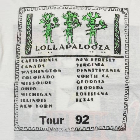 LOLLAPALOOZA TOUR 1992 red hot chili peppers soundgarden ministry pearl jam ice cube WHITE XL 8663