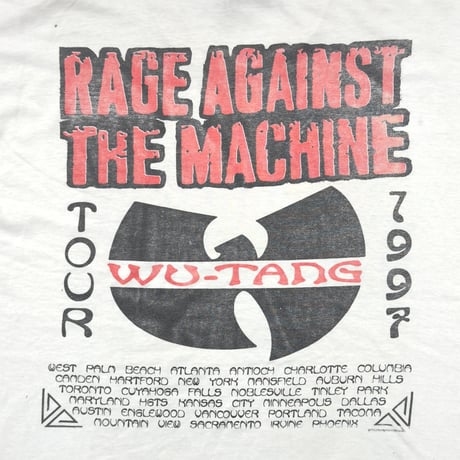 RAGE AGAINST THE MACHINE x WU-TANG CLAN 1997 TOUR WHITE FRUIT OF THE LOOM XL 8370