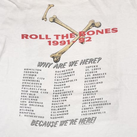 RUSH 1991 ROLL THE BONES TOUR 1991-92 PORTRAIT WHITE FITS XL 1288