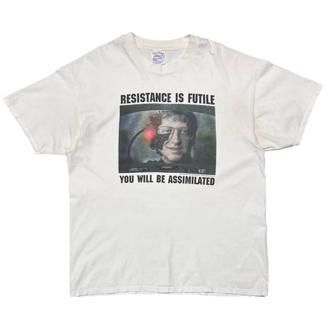 OLD&VINATGE BILL GATES PARODY RESISTANCE IS FUTILE WHITE HANES XL 1395