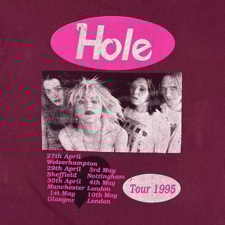 HOLE LIVE THROUGH THIS TOUR 1995 LS BORDEAUX FRUIT OF THE LOOM XL 0684