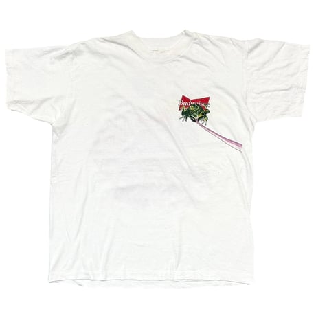 Budweiser JUMP ON BUD FROG & TRUCK WHITE SHORT HILLS TEE XL 5870
