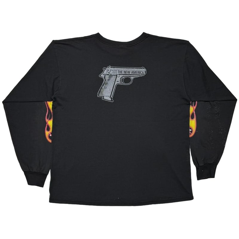 BAD RELIGION YELLOW TEXT FLAMELS BACK GUN THE N