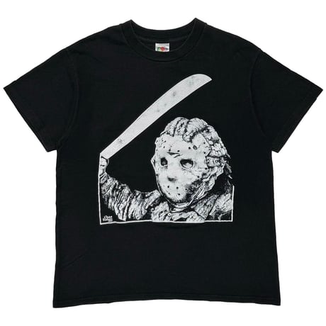 OLD&VINTAGE JASON MONOCHROME ILLUST BLACK FRUIT OF THE LOOM MEDIUM 9346