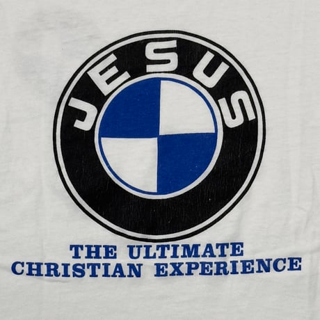OLD & VINTAGE JESUS BMW EMBLEM LOGO PARODY WHITE HANES LARGE 2757