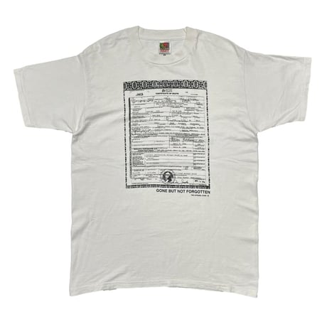 KURT COBAIN CERTIFICATE OF DEATH TEE WHITE FRUIT OF THE LOOM MEDIUM 6875