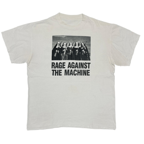 RAGE AGAINST THE MACHINE 1997 NUNS AND GUNS TEE WHITE FITS LARGE 6304