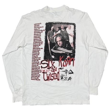 KORN SICK AND TWISTED TOUR 00 BOOTLEG LS WHITE LARGE 0677