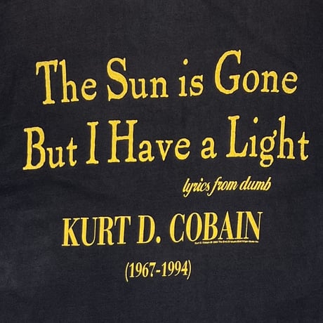 NIRVANA KURT COBAIN MEMORIAL 1995 THE SUN IS GONE GIANT LARGE 2593