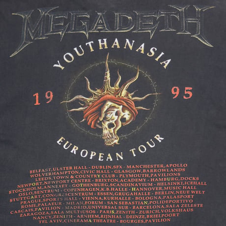 MEGADETH 1995 YOUTHANASIA EUROPEAN TOUR FITS XL 0916