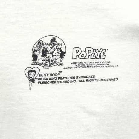 BETTY BOOP 1995 POPEYE THE SAILOR WHITE FRUIT OF THE LOOM MEDIUM 9700