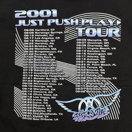 AERO SMITH 2001 JUST PUSH PLAY TOUR GILDAN XL BLACK 1115
