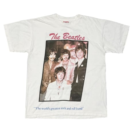 THE BEATLES THE WORLDS GREATEST ROCK AND ROLL BAND BOOTLEG WHITE Q-TEES LARGE 4260