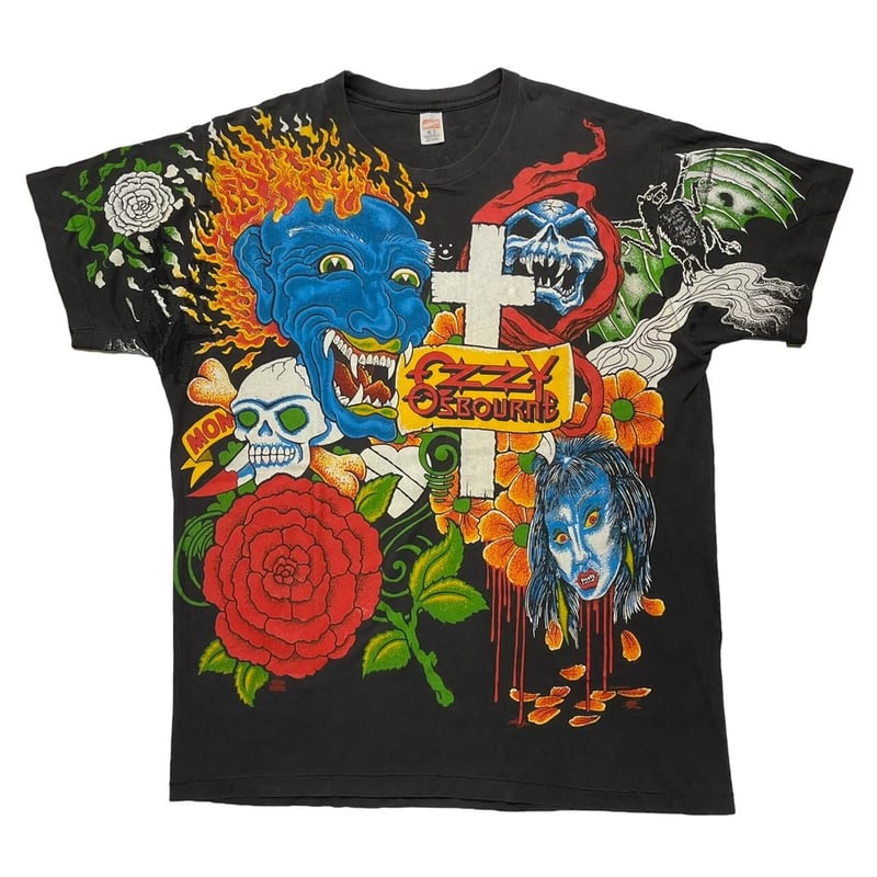 トップス 90s Ozzy Osbourne JAPANESE TATTOO tee XL 90s Ozzy Osbourne JAPANESE TATTOO tee XL Vintage Ozzy