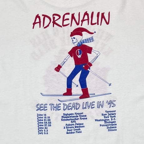 GRATEFUL DEAD ADRENALIN SEE THE DEAD LIVE IN 1995 WHITE HANES XL 2781