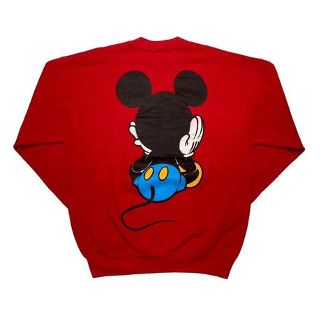 DISNEY VINTAGE LINK PRINT CLASSIC MICKEY CREWNECK SWEAT SHIRT RED LARGE 1367