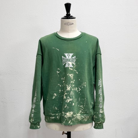 greatLAnd ORIGINAL CLUNKERS CREW NECK SWEAT SHIRT GREEN PAINTED
