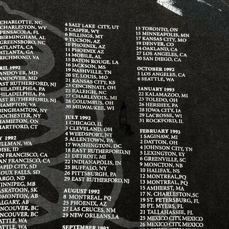 METALLICA SQUARE MEMBER FACE 1991-93 TOUR TEE XL 6474
