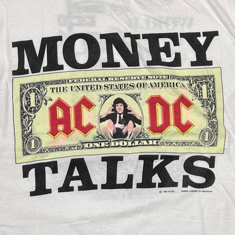 AC/DC 1990 MONEY TALKS WORLD TOUR 1990/91 WHITE BROCKUM LARGE 7266