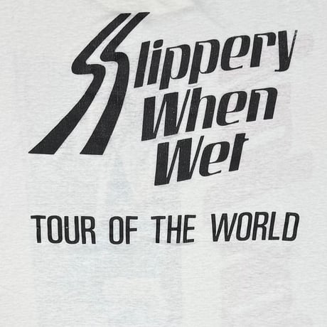 BON JOVI TOUR OF THE WORLD SLIPPERY WHEN WET WHITE FITS XL 4184