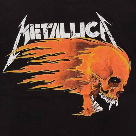 METALLICA 00s PUSHEAD SUMMER SHIT 1994 FLAME SKULL FITS MEDIUM 5755