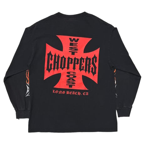 WEST COAST CHOPPERS FLAMING ARM SKULL RED CROSS LS LARGE 8600