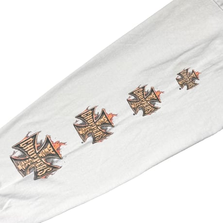 WEST COAST CHOPPERS	FLAMING IRON CROSS BACK CAR LS WHITE FITS XL 0535