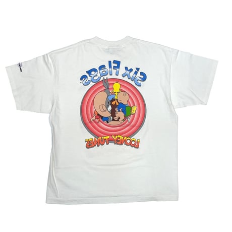 LOONEY TUNES SIX FLAGS TARGET LOGO & MEMBERS DOUBLE SIDE TEE WHITE XL 9238