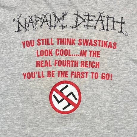 NAPALM DEATH 1993 NAZI PUNKS FUCK OFF GREY FITS XL-XXL 8401