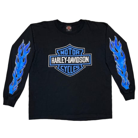 HARLEY DAVIDSON 90s BLUE FIRE FLAME ALDO'S SHOP LS XL 9316