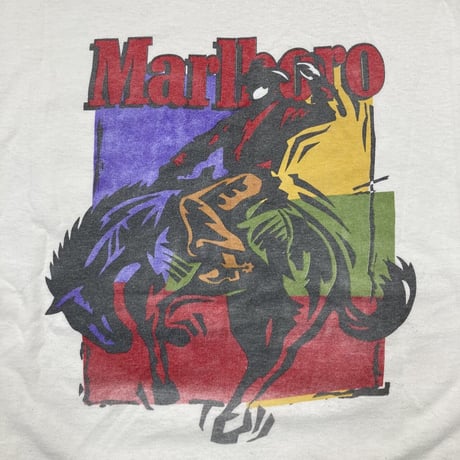 Marlboro WILD HORSE WOODBLOCK PRINT POCKET TEE WHITE FITS XL 9973