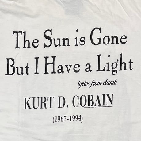 NIRVANA KURT COBAIN MEMORIAL THE SUN IS GONE WHITE GIANT XL 7029