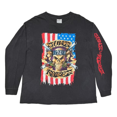 GUNS N' ROSES 1991 SKULL GUN AMERICAN FLAG LS BROCKUM XL 8585