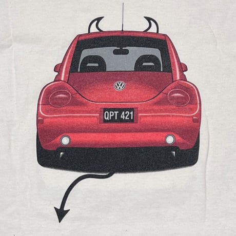 VOLKSWAGEN BEETLE ANGEL & DEVIL CAR DOUBLESIDE WHITE GILDAN LARGE 9684