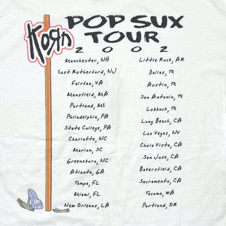 KORN POP SUX TOUR 2002 WHITE M&O XL 8059
