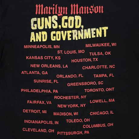 MARILYN MANSON GUNS GOD GOVERNMENT TOUR 2000 ALSTYLE LARGE 0766